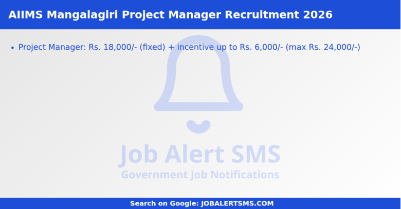 AIIMS Mangalagiri Project Manager Recruitment 2026