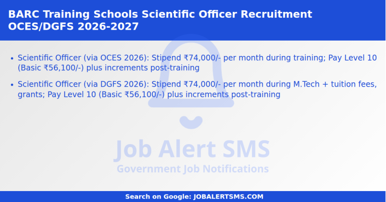 BARC Training Schools Scientific Officer Recruitment OCES/DGFS 2026-2027