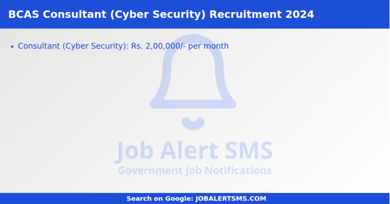 BCAS Consultant (Cyber Security) Recruitment 2024