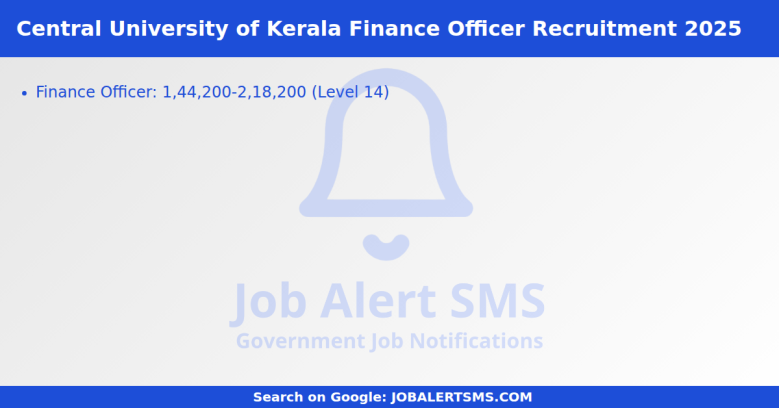 Central University of Kerala Finance Officer Recruitment 2025