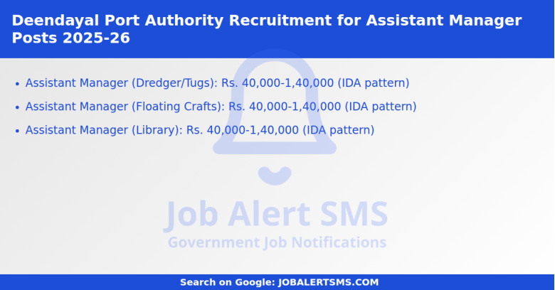 Deendayal Port Authority Recruitment for Assistant Manager Posts 2025-26