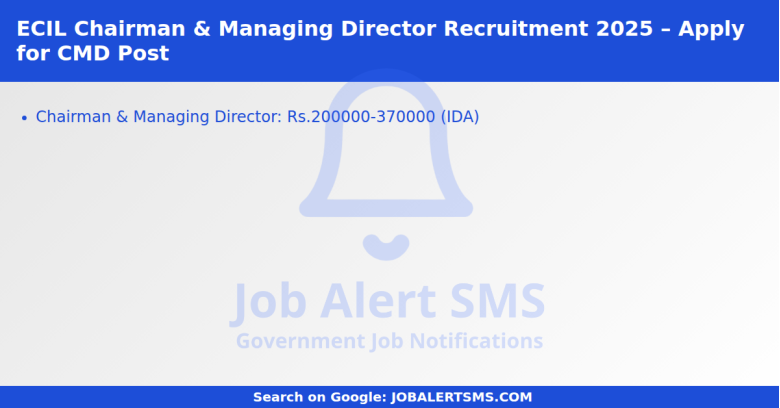 ECIL Chairman & Managing Director Recruitment 2025 – Apply for CMD Post