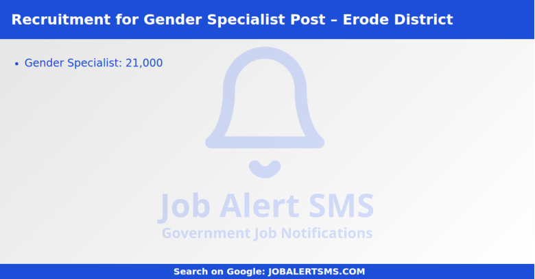 Recruitment for Gender Specialist Post – Erode District
