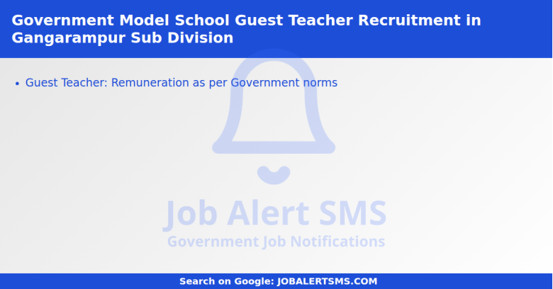 Government Model School Guest Teacher Recruitment in Gangarampur Sub Division