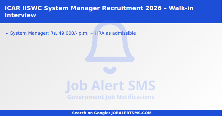 ICAR IISWC System Manager Recruitment 2026 – Walk-in Interview