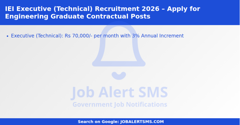IEI Executive (Technical) Recruitment 2026 – Apply for Engineering Graduate Contractual Posts