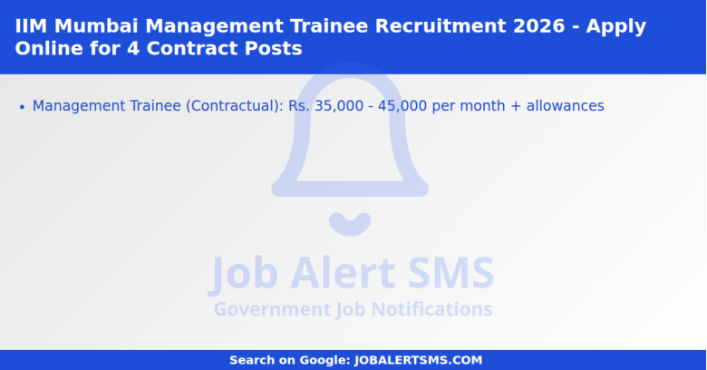 IIM Mumbai Management Trainee Recruitment 2026 - Apply Online for 4 Contract Posts
