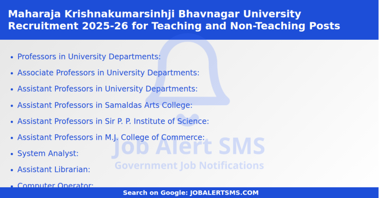 Maharaja Krishnakumarsinhji Bhavnagar University Recruitment 2025-26 for Teaching and Non-Teaching Posts