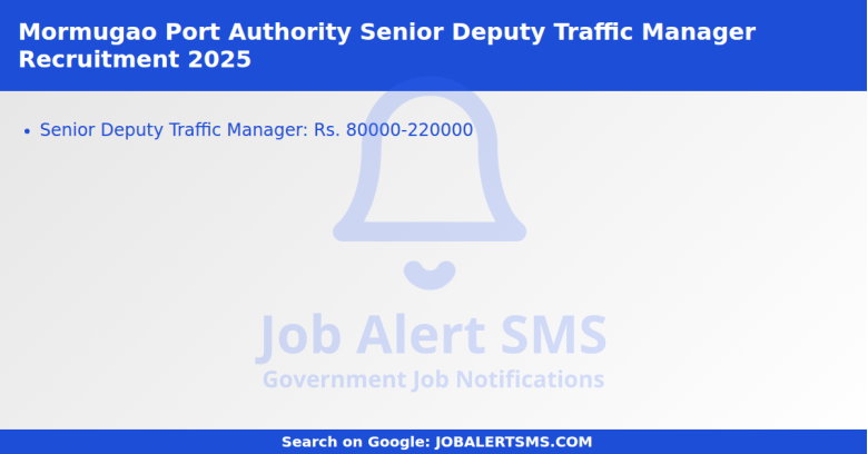 Mormugao Port Authority Senior Deputy Traffic Manager Recruitment 2025