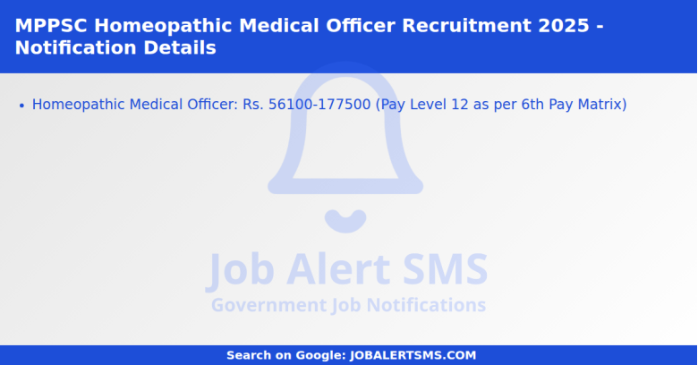 MPPSC Homeopathic Medical Officer Recruitment 2025 - Notification Details