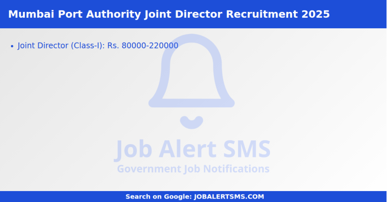 Mumbai Port Authority Joint Director Recruitment 2025