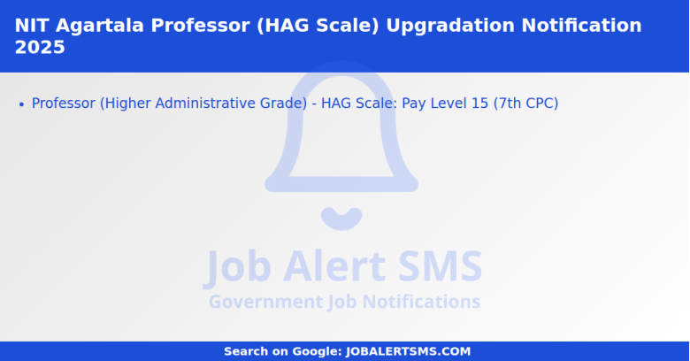 NIT Agartala Professor (HAG Scale) Upgradation Notification 2025