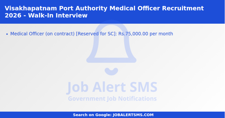 Visakhapatnam Port Authority Medical Officer Recruitment 2026 - Walk-In Interview